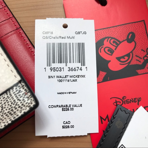❤️ 🐭 Coach Disney Mickey Mouse X Keith Haring 3 In 1 Wallet - Picture 16 of 16